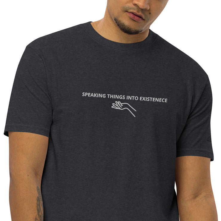 Speaking Things Into Existence Men’s premium heavyweight tee