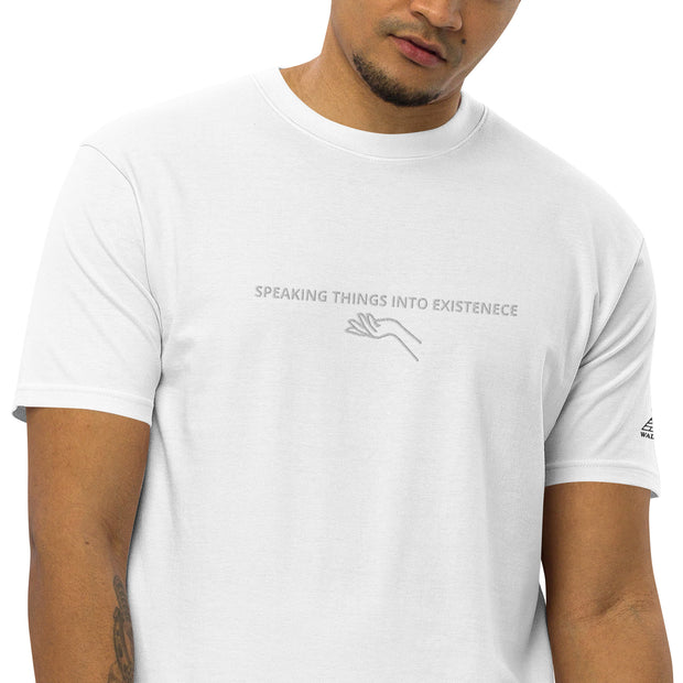 Speaking Things Into Existence Men’s premium heavyweight tee